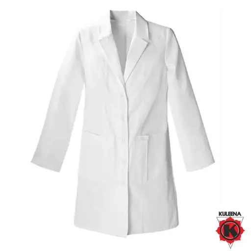 [KE2192159] White Cloth Lab Coat - M (Full Sleeve, Knee Length)